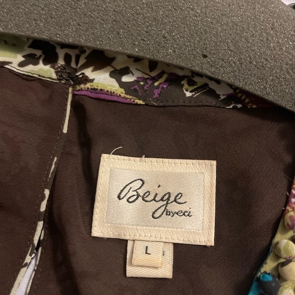 BOHO SLEEVELESS Beige by ECI choker fairy beaded, flowing blouse‎ women’s L - Picture 6 of 10